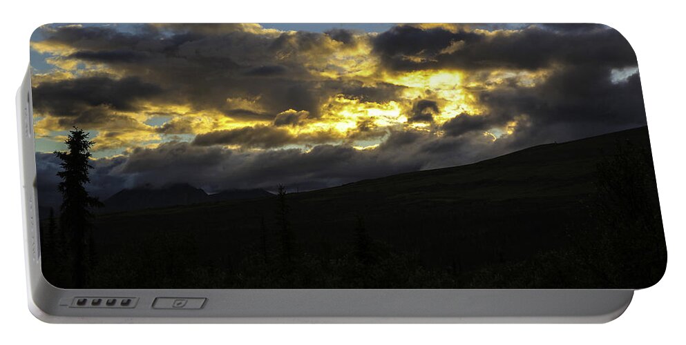 Sky Portable Battery Charger featuring the photograph Gold In Skies of Alaska by Madeline Ellis