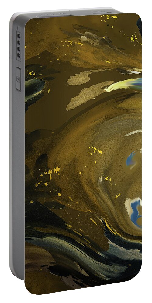 Abstract Portable Battery Charger featuring the digital art Gold Leaf by Gina Harrison
