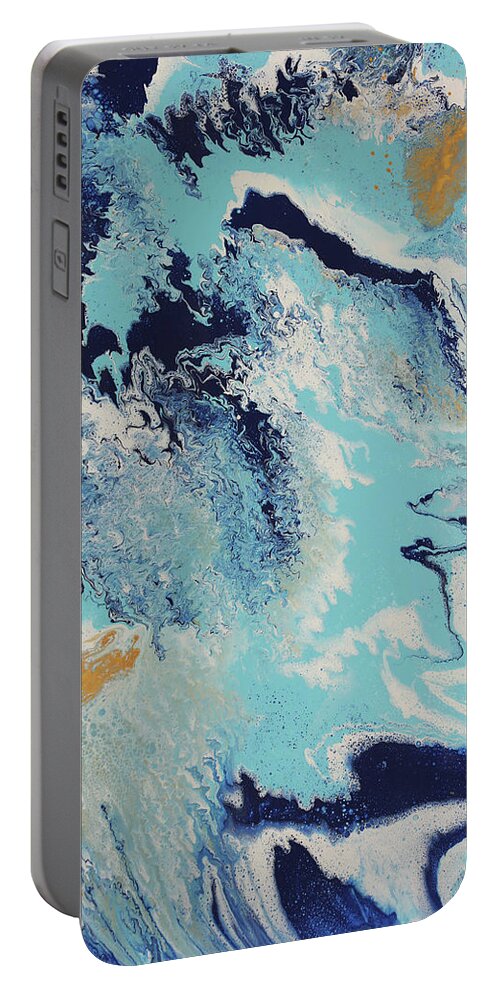 Ocean Portable Battery Charger featuring the painting Gold Strike by Tamara Nelson