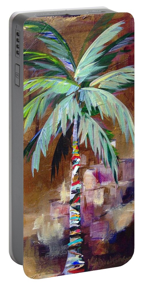 Palm Portable Battery Charger featuring the painting Golden Amethyst Palm by Kristen Abrahamson