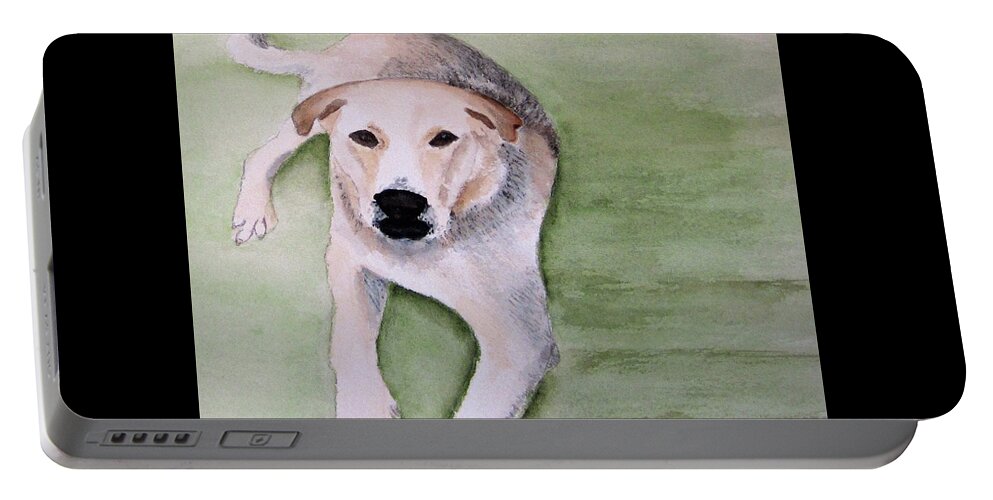 Dog Portable Battery Charger featuring the painting Golden beauty by Elvira Ingram