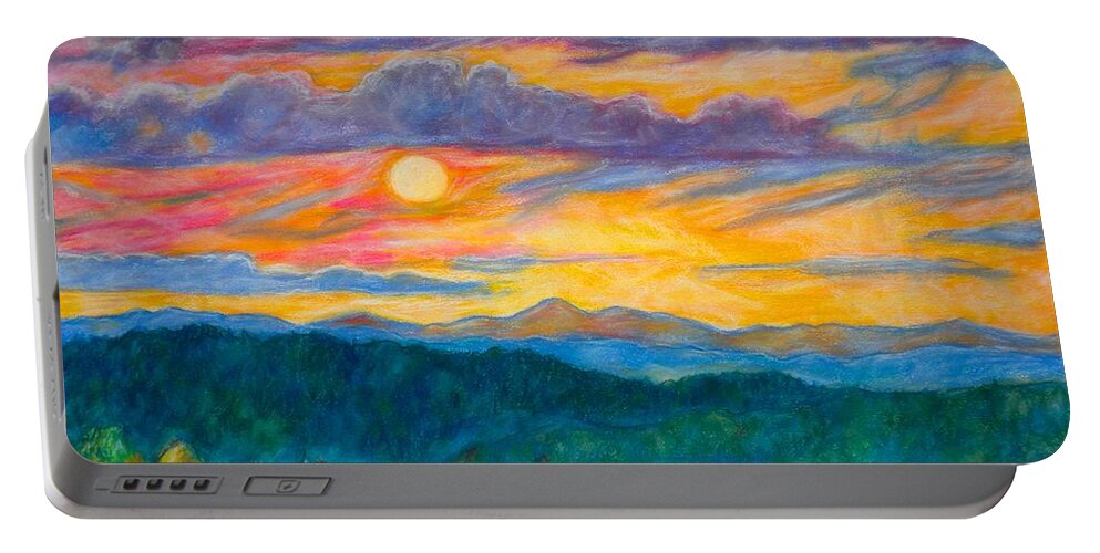 Landscape Portable Battery Charger featuring the painting Golden Blue Ridge Sunset by Kendall Kessler