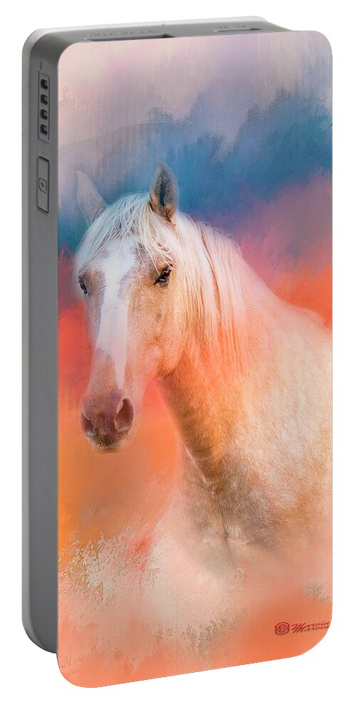 Horse Portable Battery Charger featuring the mixed media Golden Boy by Marvin Spates