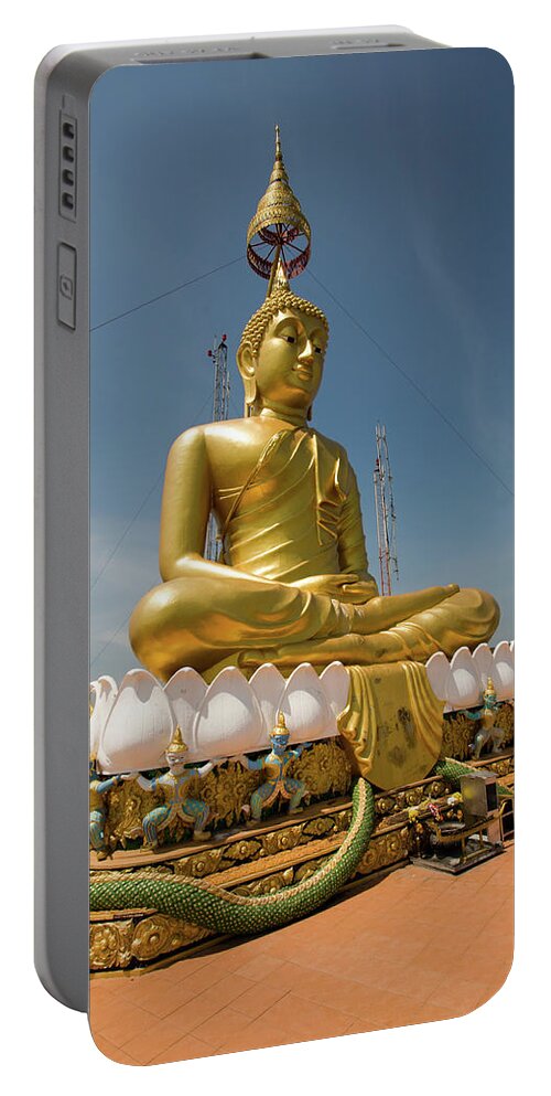 Golden Buddha Portable Battery Charger featuring the photograph Golden Buddha Statue, Tiger Cave Temple by Aivar Mikko