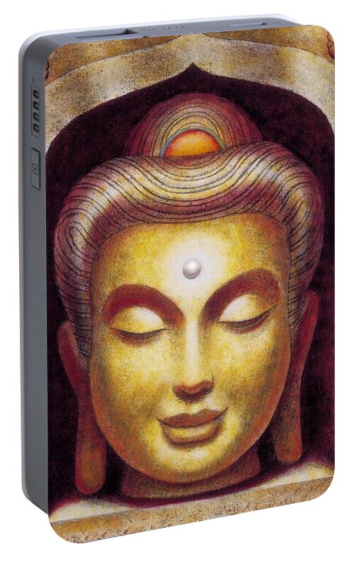 Buddha Portable Battery Charger featuring the painting Golden Buddha by Sue Halstenberg