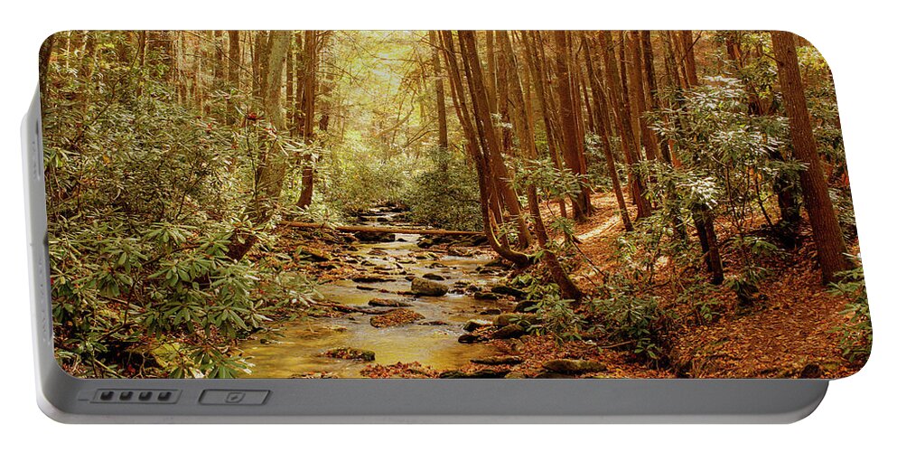 Appalachian Trail Portable Battery Charger featuring the photograph Golden Creek by Lorraine Baum