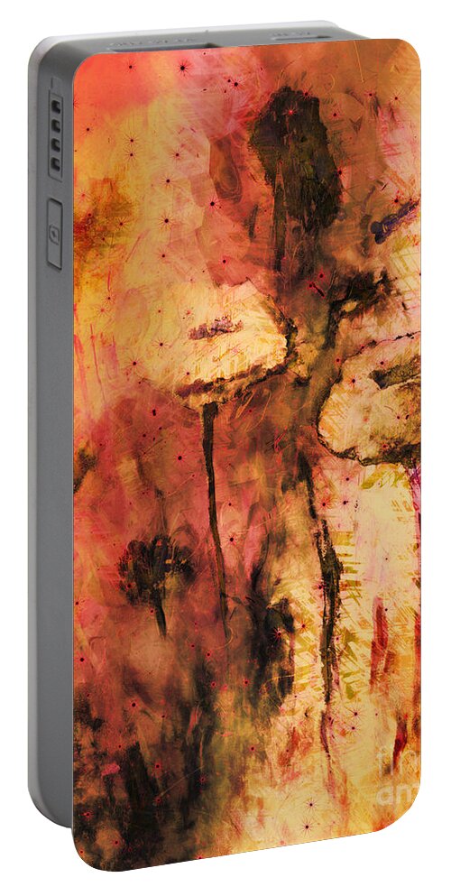 Flowers Portable Battery Charger featuring the painting Golden Flowers by Claire Bull