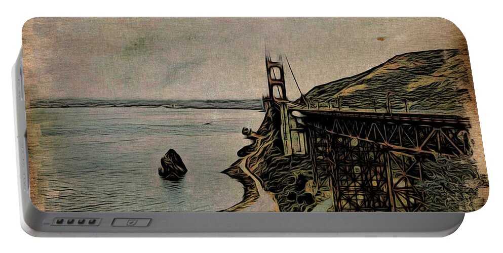 Golden Gate Bridge Portable Battery Charger featuring the painting Golden Gate Bridge by Joan Reese