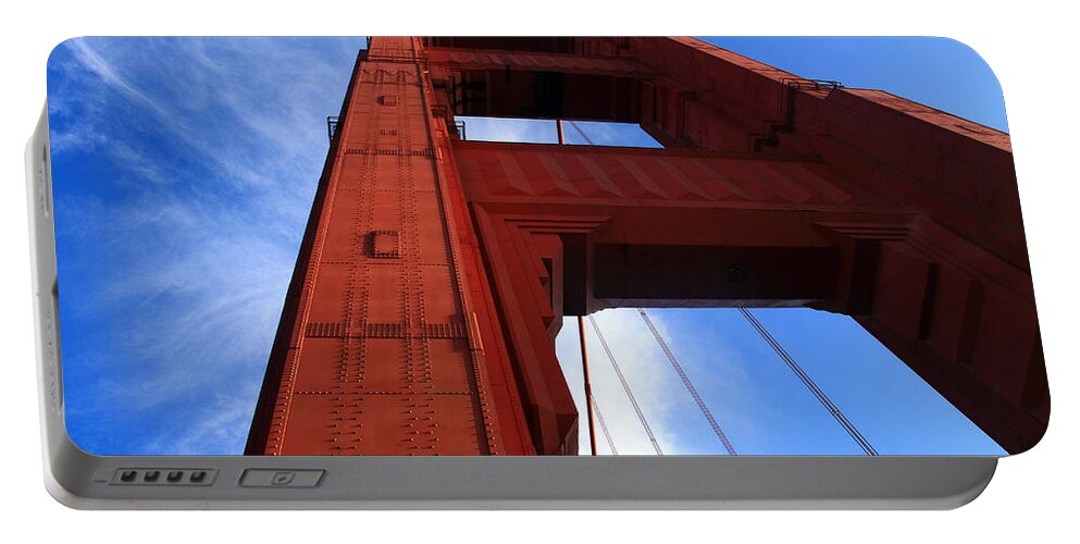 Golden Gate Portable Battery Charger featuring the photograph Golden Gate Tower by Aidan Moran