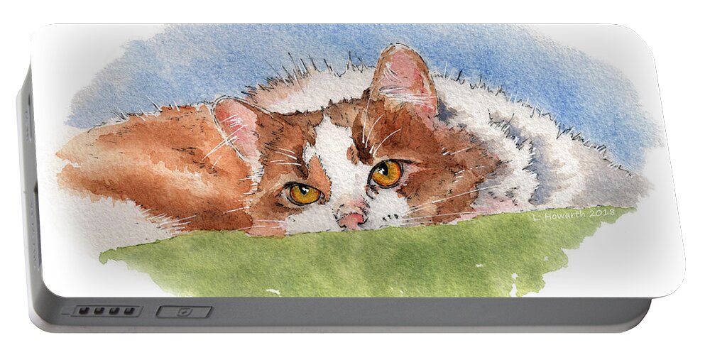 Cat Portable Battery Charger featuring the painting Golden Girl by Louise Howarth