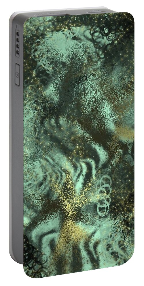 Orphelia Aristal Portable Battery Charger featuring the digital art Golden Green by Orphelia Aristal