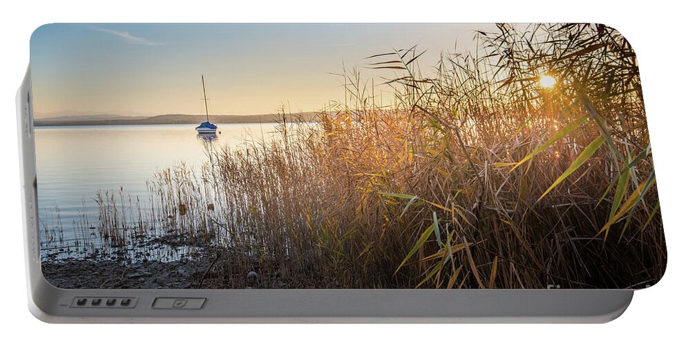 Ammersee Portable Battery Charger featuring the photograph Golden hour at the lake by Hannes Cmarits
