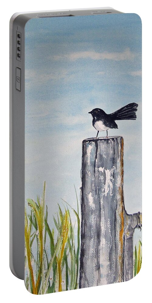 Bird Portable Battery Charger featuring the painting Golden Morning by Elvira Ingram