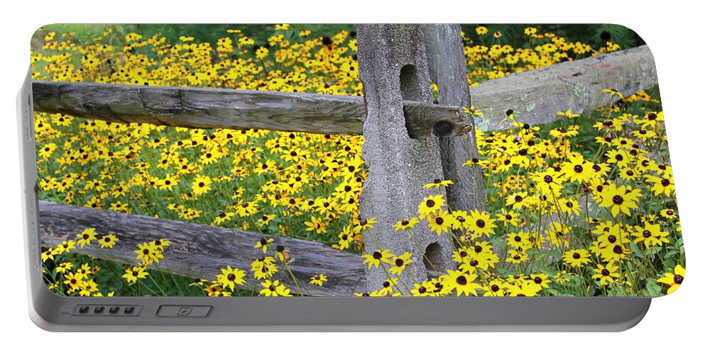 Flower Portable Battery Charger featuring the photograph Golden-Rod Crowd Out by Deborah Crew-Johnson