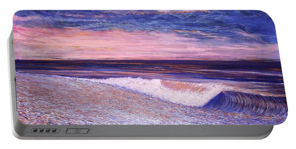 Sea Portable Battery Charger featuring the painting Golden Sea by Jeanette Jarmon
