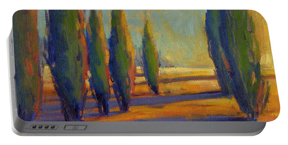 Landscape Portable Battery Charger featuring the painting Golden Silence 2 by Konnie Kim