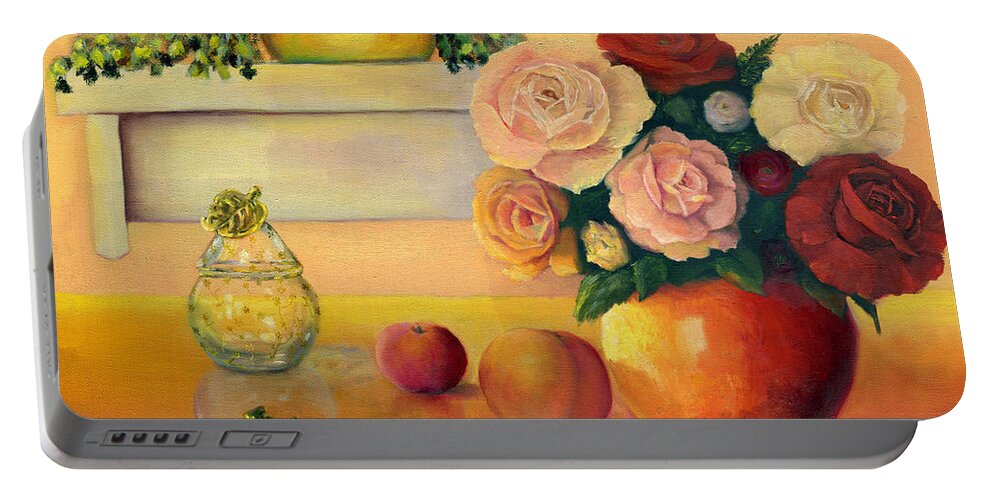 Still Life Portable Battery Charger featuring the painting Golden Still Life by Marlene Book