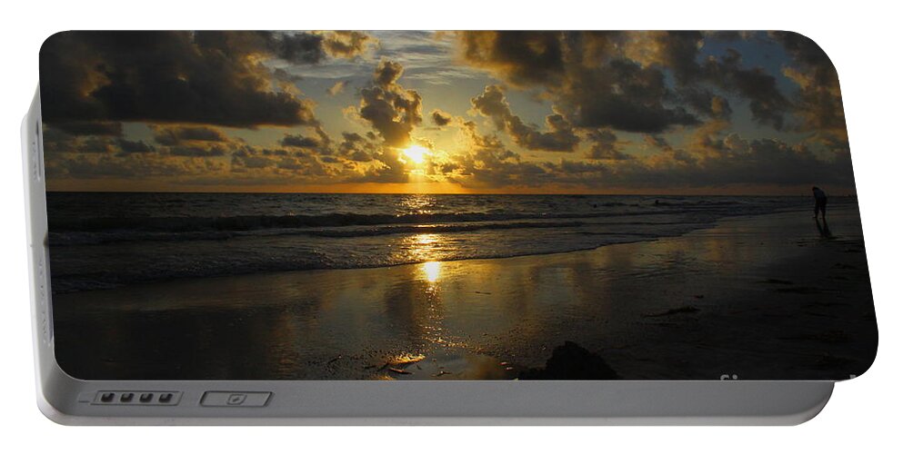 Sunset Portable Battery Charger featuring the photograph Golden Sunset from Indian Shores by Barbara Bowen