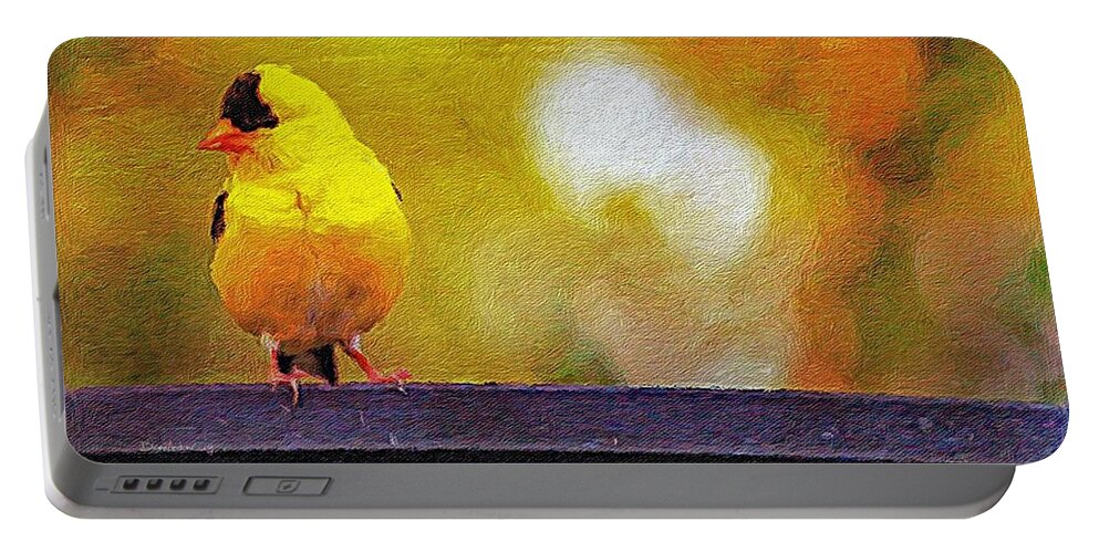 Gold Portable Battery Charger featuring the photograph Goldfinch Sitting Pretty by Diane Lindon Coy