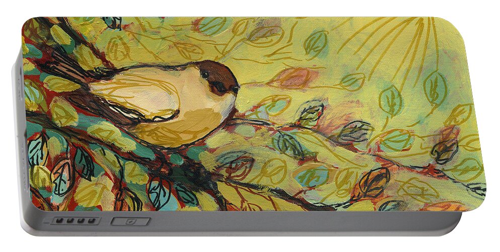 Bird Portable Battery Charger featuring the painting Goldfinch Waiting by Jennifer Lommers