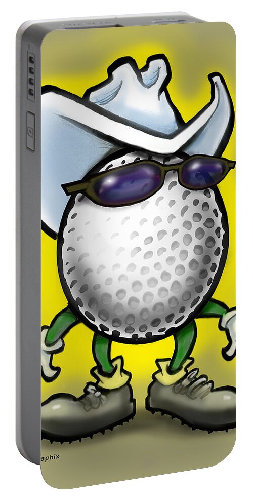 Golf Portable Battery Charger featuring the digital art Golf Cowboy by Kevin Middleton