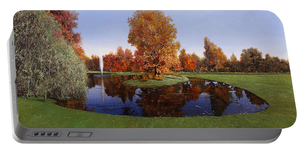 Golf Course Portable Battery Charger featuring the painting Golf Cherasco by Guido Borelli