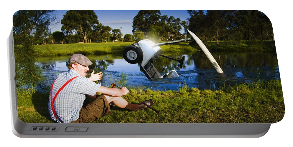 Golfing Portable Battery Charger featuring the photograph Golf Problem by Jorgo Photography