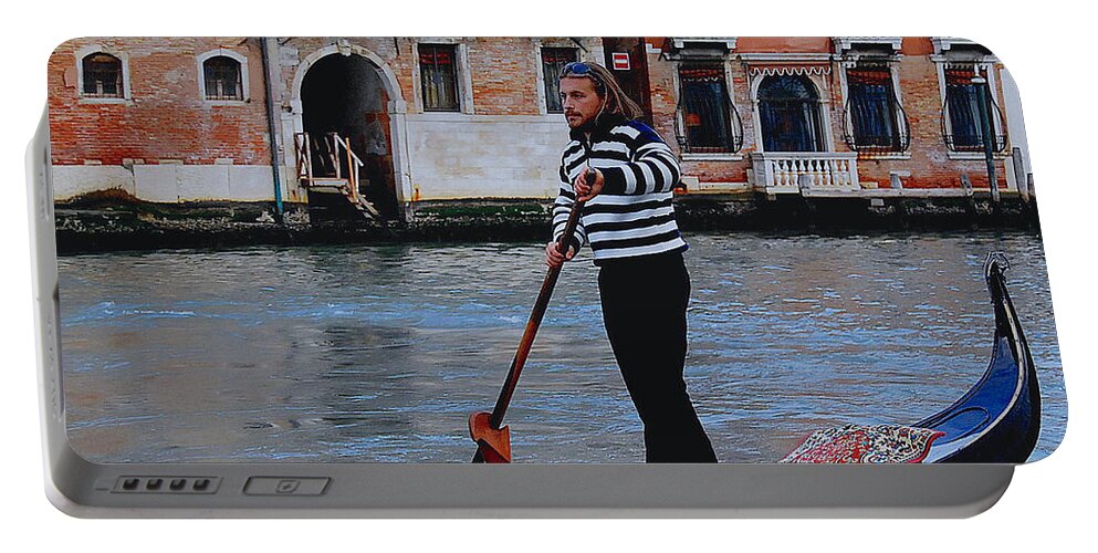 Venice Portable Battery Charger featuring the photograph Gondolier Venice by Caroline Stella