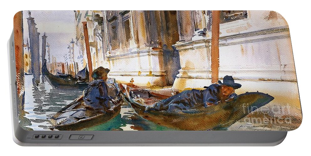 Gondoliers Siesta 1904 Portable Battery Charger featuring the photograph Gondoliers Siesta 1904 by Padre Art