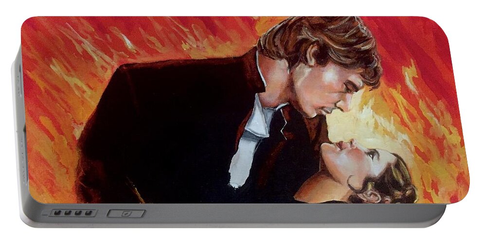 Gone With The Wind Portable Battery Charger featuring the painting Gone With The Millennium by Joel Tesch