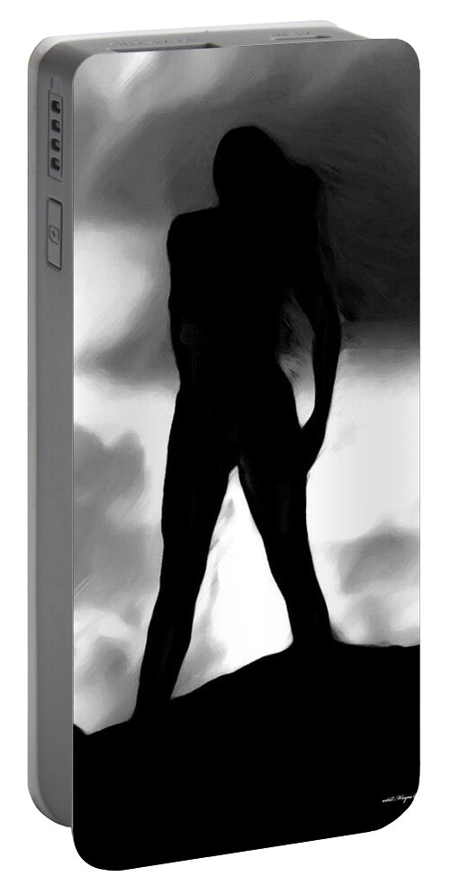 Black And White Fine Art Portable Battery Charger featuring the digital art Gone With The Wind by Wayne Bonney