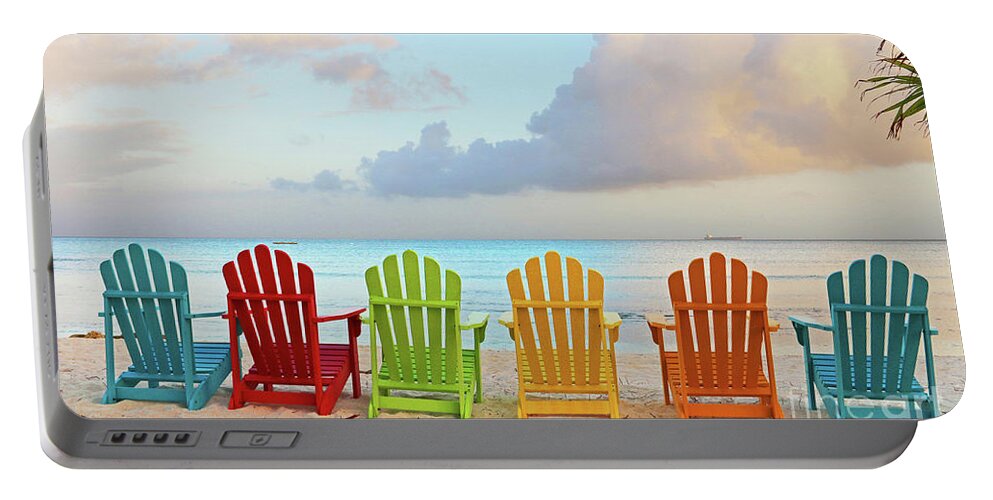Beach Chairs Portable Battery Charger featuring the photograph Good Morning Paradise 0746 signed by Jack Schultz