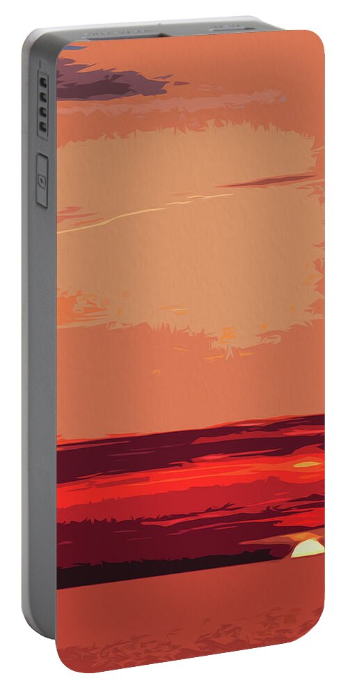 Beachscape Portable Battery Charger featuring the painting Goodmorning World by AM FineArtPrints