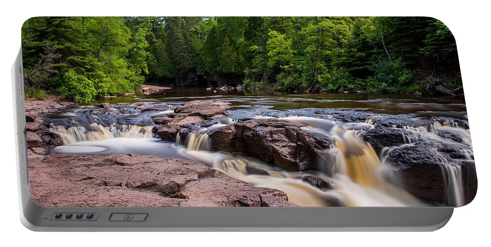 Upper Gooseberry Falls Portable Battery Charger featuring the photograph Goose Berry River Rapids by Paul Freidlund