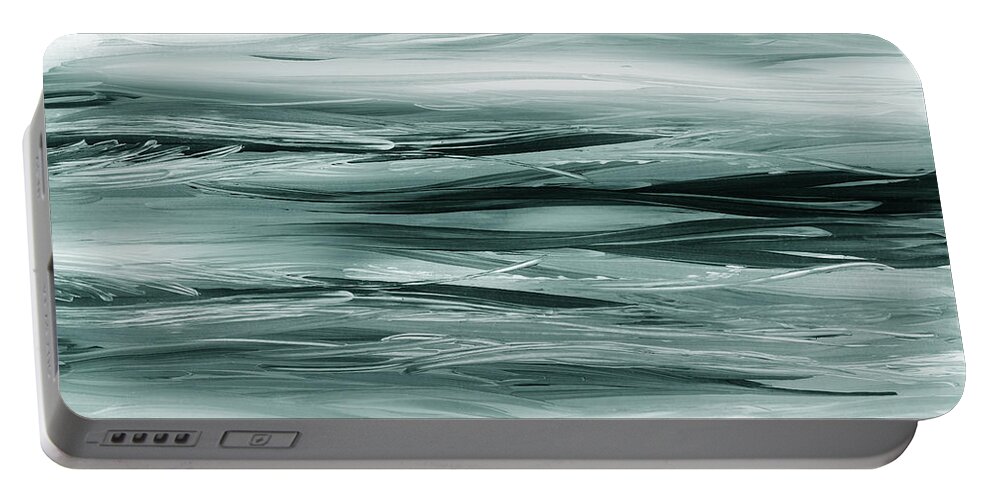 Gray Portable Battery Charger featuring the painting Gorgeous Grays Abstract Interior Decor VIII by Irina Sztukowski