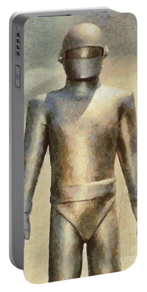 Hollywood Portable Battery Charger featuring the painting Gort from The Day The Earth Stood Still by Esoterica Art Agency