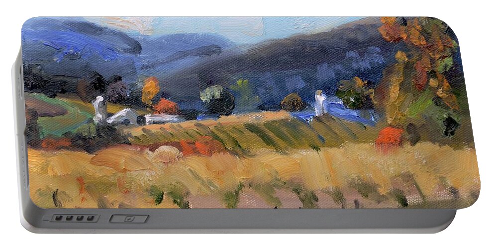 Grace Estate Portable Battery Charger featuring the painting Grace Estate Winery Charlottesville VA by Donna Tuten