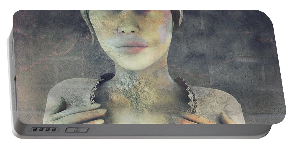 3d Portable Battery Charger featuring the digital art Gradual Fossilization by Jutta Maria Pusl