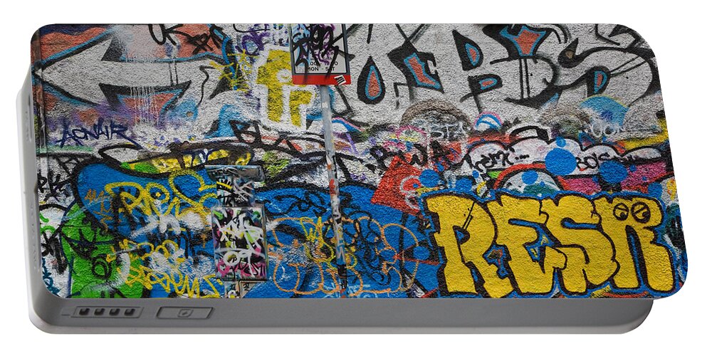 Photography Portable Battery Charger featuring the photograph Grafitti On The U2 Wall, Windmill Lane by Panoramic Images