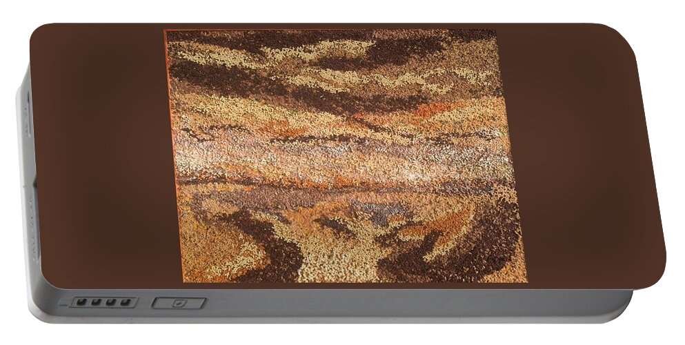 Mixed Media With Prairie Grains Incorporated Into The Art Portable Battery Charger featuring the mixed media Grains Painting Our Prairies III by Naomi Gerrard