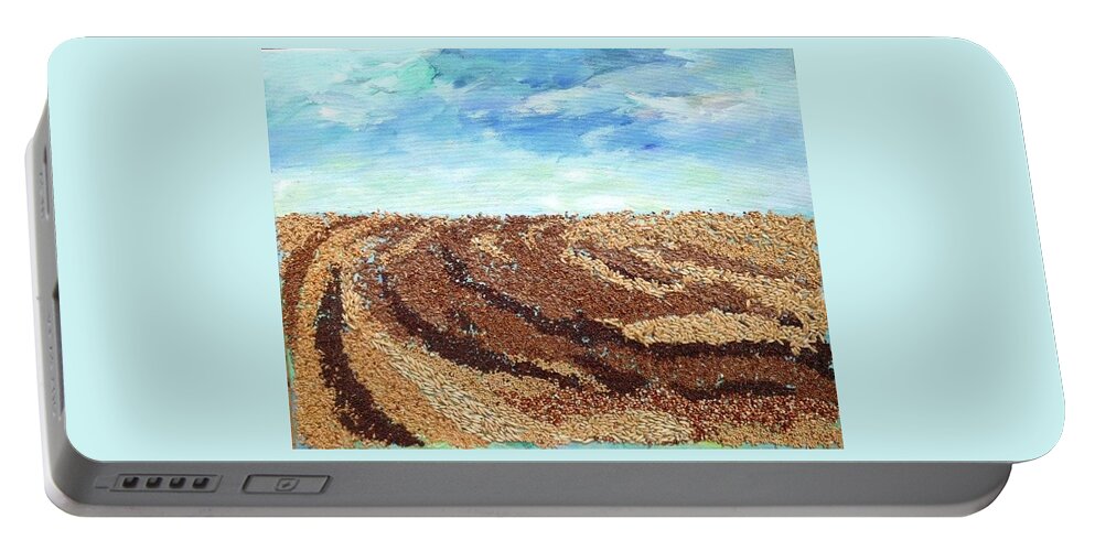 Prairies Portable Battery Charger featuring the mixed media Grains Painting the Prairies I by Naomi Gerrard
