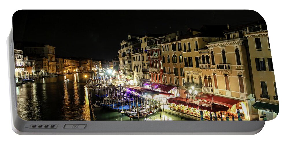 Venice Portable Battery Charger featuring the photograph Grand Canal in Venice at Night by Aashish Vaidya