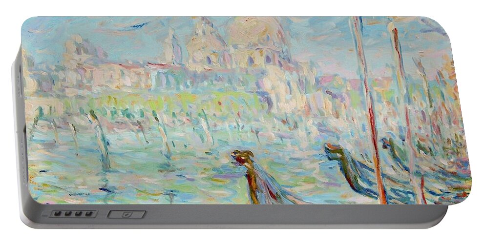 Pierre Van Dijk Portable Battery Charger featuring the painting Grand Canal VENICE by Pierre Dijk