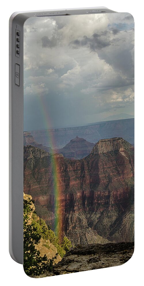 Rainbow Portable Battery Charger featuring the photograph Grand Canyon rainbow by Gaelyn Olmsted