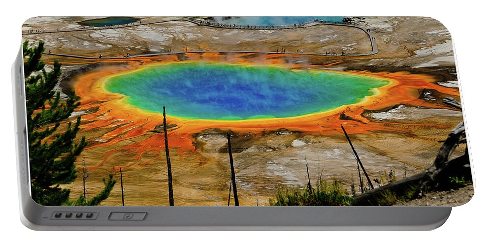 Grand Prismatic Spring Portable Battery Charger featuring the photograph Grand Prismatic Spring by Greg Norrell