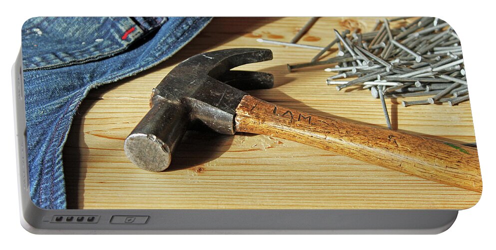 Still Life Portable Battery Charger featuring the photograph Grandpa's Hammer by Ira Marcus