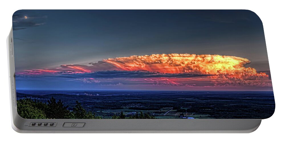 Weather Portable Battery Charger featuring the photograph Granite Peak Cumulus Cloud And Moon by Dale Kauzlaric