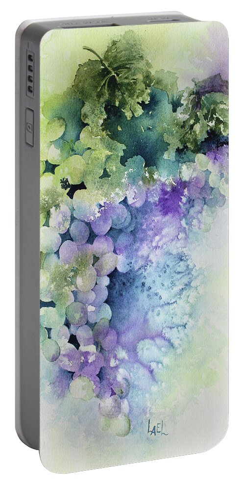Grapes Portable Battery Charger featuring the painting Grapes by Lael Rutherford