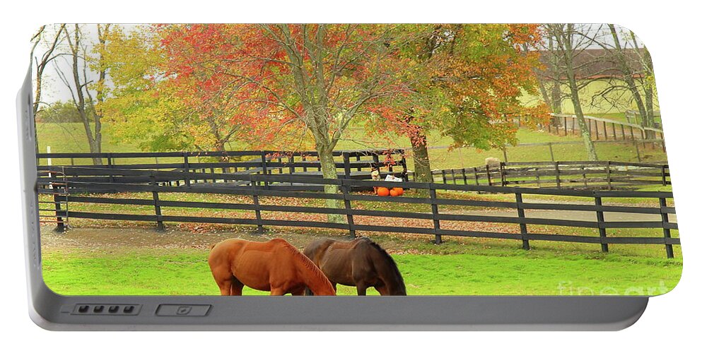 Horse Portable Battery Charger featuring the photograph Grazing Time by Les Greenwood