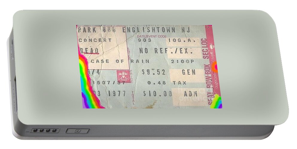 Ticket Portable Battery Charger featuring the photograph Grateful Dead - Raceway Park Ticket Stub - 1977 by Susan Carella